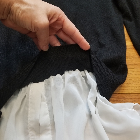 Izzue Crew Neck Black Sweater Top  Nylon Blend w/Blouse Bottom Med Slim … - Picture 6 of 12